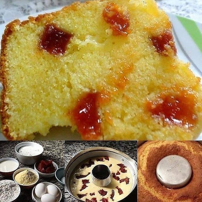 Bolo de Fubá com Goiabada prático e saboroso