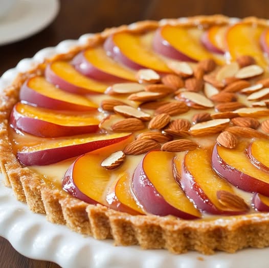 Torta de Pêssego com Creme de Leite Condensado e Amêndoas Crocantes: Uma Sobremesa para Encantar